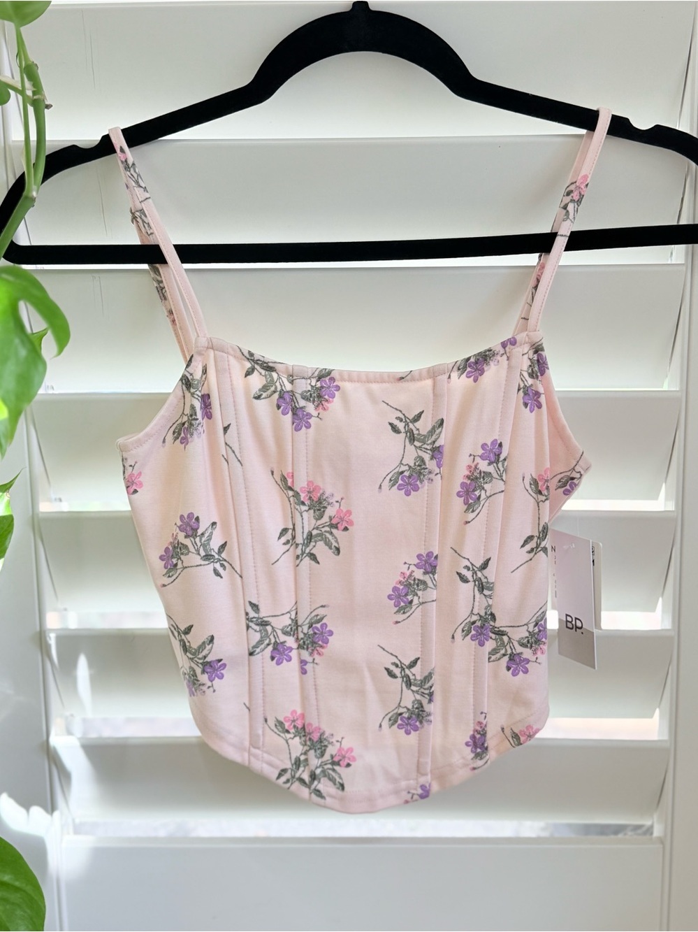 BP for Nordstrom Floral Corset Cami Top Pink Purple Coquette Cottagecore XXS NWT